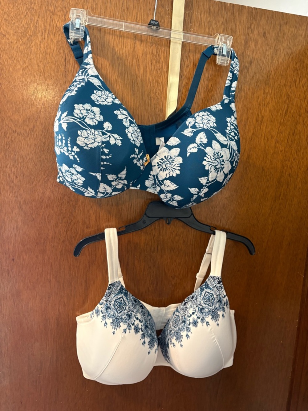 Cacique Lane Bryant Bra Lot 42F Floral Full Coverage Underwire Blue White 2pc